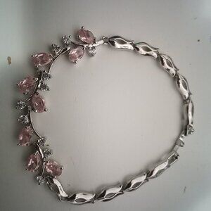 Women's Bracelet with pink and clear stones